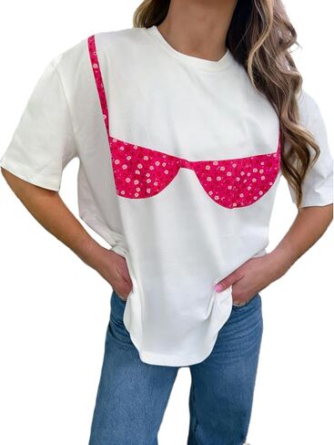 Women Teens Girl Oversized Graphic Shirts Short Sleeve Floral Baggy Tees Y2K Cute Aesthetic Summer Coastal Tops in Saudi Arabia