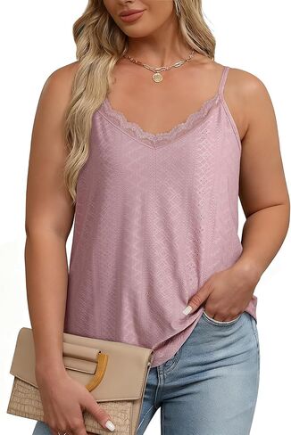 Eytino Plus Size Tank Tops for Women Summer Casual Spaghetti Strap Sleeveless Camisole Shirts(1X-5X) in Kuwait