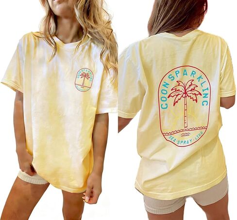 Women Teens Girl Oversized Graphic Shirts Short Sleeve Floral Baggy Tees Y2K Cute Aesthetic Summer Coastal Tops in Saudi Arabia
