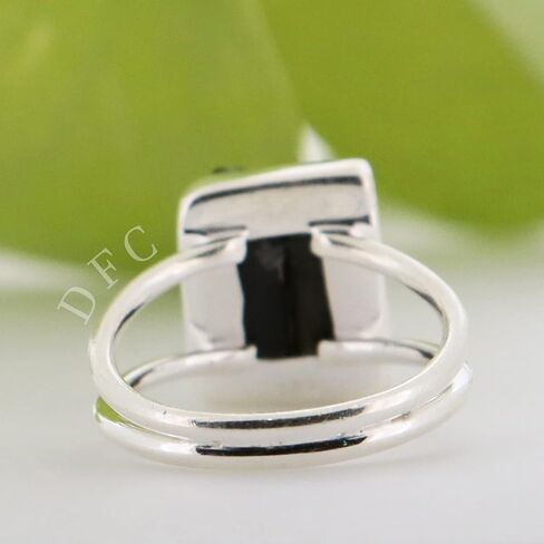 Black Tourmaline Ring | Raw Black Tourmaline Silver Ring | October Birthstone | Genuine Rough Tourmaline Handmade Ring | Sterling Silver 925 in Saudi Arabia