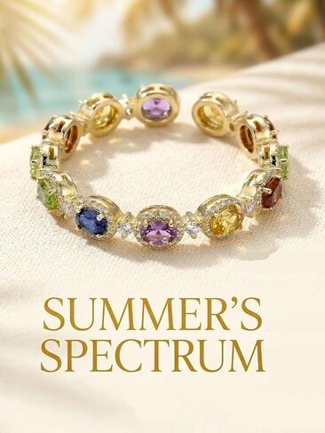 Rainbow Ring for Women Colorful Cubic Zirconia Band Rings Adjustable Colorful Summer Jewelry for Women in Saudi Arabia