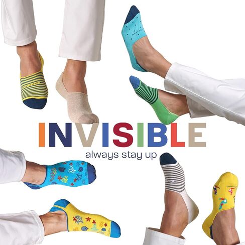 Marcoliani Milano Made in Italy - No Show Socks for Men - Always Stay Up | Essence of Linen Rainbow Stripe Invisible Touch in Kuwait