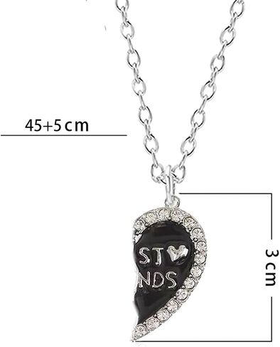 Best Friends Forever Necklace and Bracelet,Engraved puzzle friendship pendant necklace and bracelet set of 4, Silver Tone Alloy Rhinestone Necklace in Saudi Arabia
