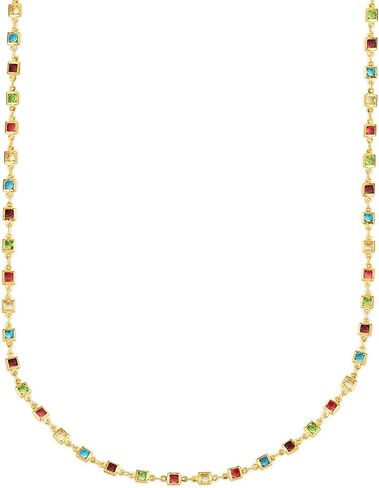 Rainbow Cube Choker Necklace for Women-Crystal Beads Chain Necklace Gold Plated Fashion Waterproof Non Tarnish Boho Jewelry For Birthday Valuntine's Day Mother's Day Christamas Thanksgiving Gifts in Saudi Arabia