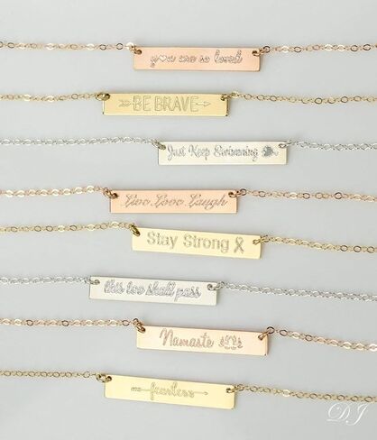 Danique "Fearless" Necklace • Boho Arrow Necklace for Layering • Sterling Silver or Gold Filled • Minimalist Bar Jewelry for Women • Custom Engraved Necklace for Her • Personalized Gift for Girlfriend in Kuwait