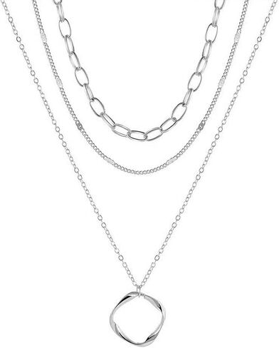 Layered Chain Necklace, Multi-Strand Pendant Jewelry for Women, Simple Stylish Accessory for Daily Outfits in Kuwait