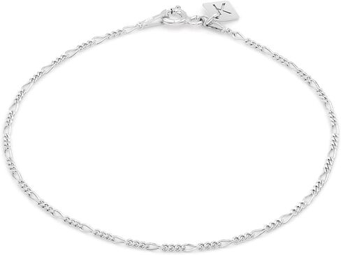 KEZEF Sterling Silver, 14k Gold Plated Silver & Rose Gold Plated Silver Figaro Chain | Fine Diamond Cut 1.5mm Bracelet & Anklet for Women, Girls and Men in Saudi Arabia