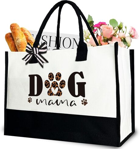 Dog Mama Tote Bag, Dog Canvas Tote Bag Gift for Women, 12x17 inch in Saudi Arabia