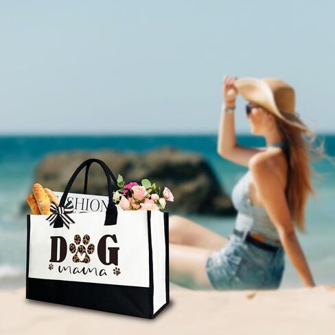 Dog Mama Tote Bag, Dog Canvas Tote Bag Gift for Women, 12x17 inch in Saudi Arabia