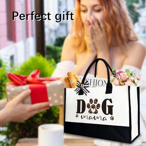 Dog Mama Tote Bag, Dog Canvas Tote Bag Gift for Women, 12x17 inch in Saudi Arabia