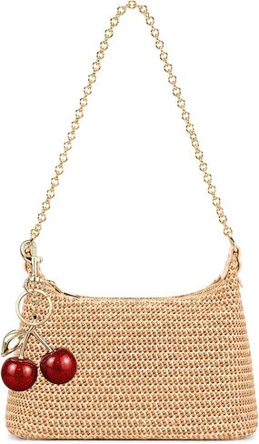 Women Cherry Straw Shoulder Bag Summer Woven Crossbody Purse Beach Vacation Tote Hobo Handbag in Kuwait