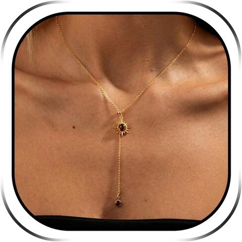 Gold Sun Necklace Stack Brown Necklaces for Women Tiger Eyes Beaded Layered Choker Necklace Vintage Dainty Hippie Jewelry Gifts for Women in Kuwait