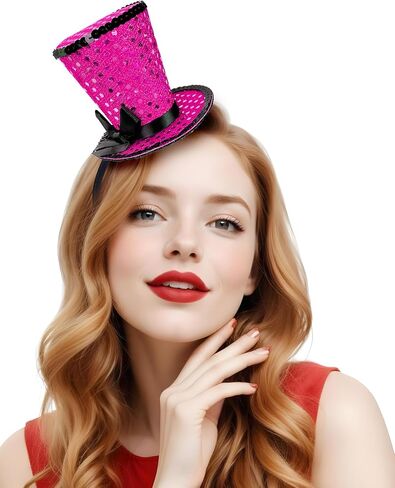 Fuchsia Mini Top Hat on Headband Sequin in Saudi Arabia