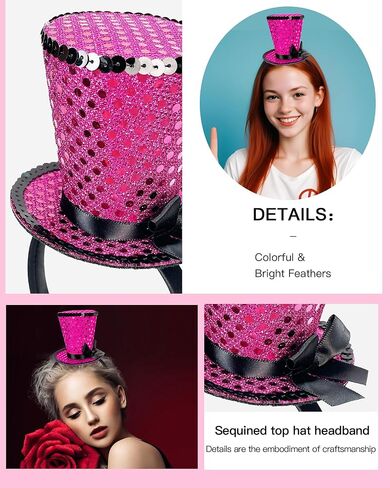 Fuchsia Mini Top Hat on Headband Sequin in Saudi Arabia