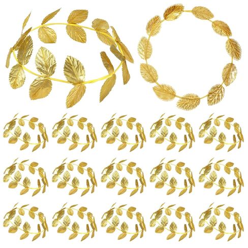 24PCS Gold Laurel Crown Bulk, 7.3inch Gold Laurel Crown Wreath Headbands Golden Leaf Headband Greek Goddess Headpiece Greek Party Decorations for Halloween,Party Festival in Kuwait