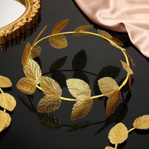 24PCS Gold Laurel Crown Bulk, 7.3inch Gold Laurel Crown Wreath Headbands Golden Leaf Headband Greek Goddess Headpiece Greek Party Decorations for Halloween,Party Festival in Kuwait