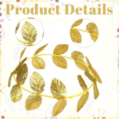 24PCS Gold Laurel Crown Bulk, 7.3inch Gold Laurel Crown Wreath Headbands Golden Leaf Headband Greek Goddess Headpiece Greek Party Decorations for Halloween,Party Festival in Kuwait