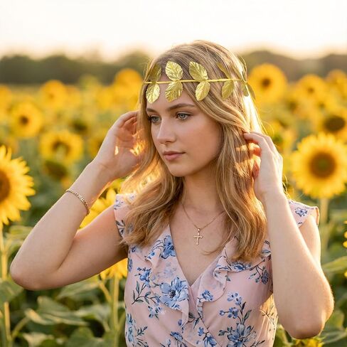24PCS Gold Laurel Crown Bulk, 7.3inch Gold Laurel Crown Wreath Headbands Golden Leaf Headband Greek Goddess Headpiece Greek Party Decorations for Halloween,Party Festival in Kuwait
