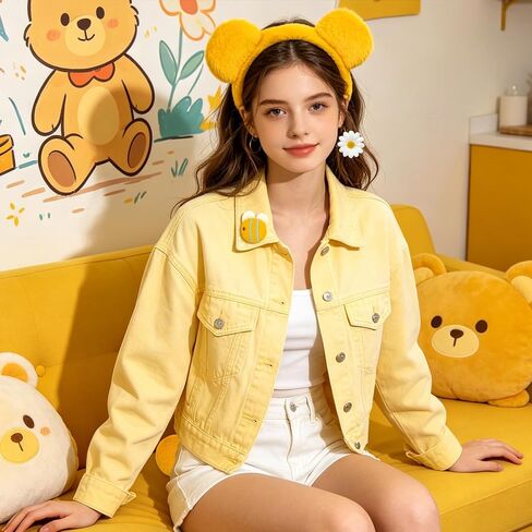 Yellow Bear Ears Headband Adult, Bear Costume Fur Animal Ear Hair Band for Women, Hallowen Costume Party, Cosplay, Festival, Photo Prop Accessories in Kuwait