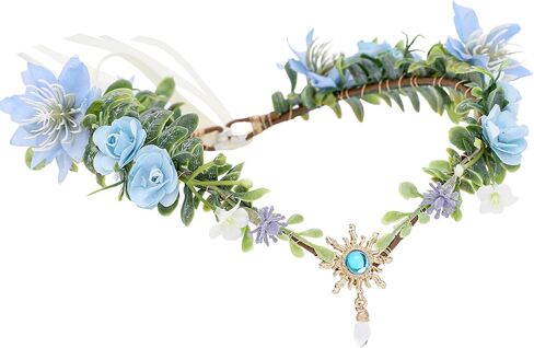 MOSTORY Woodland Flower Elf Crown, Floral Fairy Circlet for Women Renaissance Renfaire Cosplay Fantasy Fairycore Outfit in Kuwait