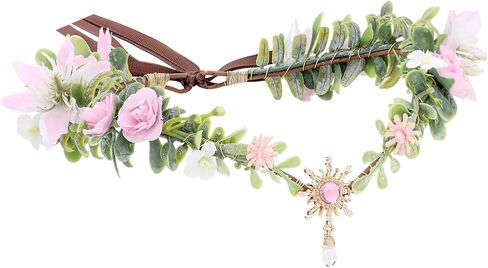 MOSTORY Woodland Flower Elf Crown, Floral Fairy Circlet for Women Renaissance Renfaire Cosplay Fantasy Fairycore Outfit in Kuwait