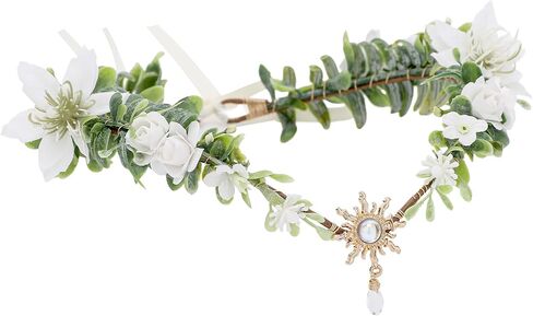 MOSTORY Woodland Flower Elf Crown, Floral Fairy Circlet for Women Renaissance Renfaire Cosplay Fantasy Fairycore Outfit in Kuwait