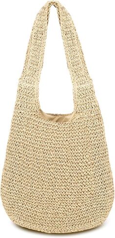 Women Straw Beach Bag Summer Soft Large Woven Shoulder Handbag, Handmade Crochet Tote Bag, Boho Woven Straw Bag in Saudi Arabia