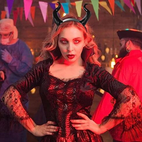 Gothic Maleficent Horns Headband Headpiece Maleficent Ears Headdress Devil Horns Headband Halloween Cosplay Costume Accessories in Saudi Arabia