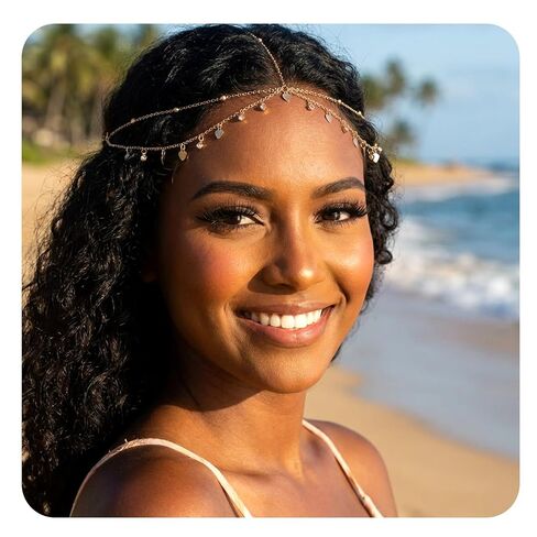 Gold Head Chain - Rhinestone Sequin Gold Headpiece Egyptian Head-Piece Genie Head Jewelry for Women Girls, Egyptian Hair Accessories for Festival Prom Wedding Bridal in Kuwait