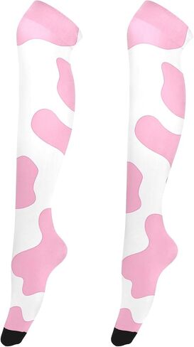 ALAZA Women High Thigh Socks Over Knee Socks Long Stockings Pink Cow Print Camoflage Casual Leg Warmers Thigh High Boot Socks in Saudi Arabia