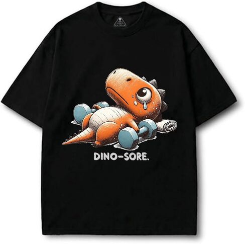 IRON PANDA T-Shirts for Men-Short Sleeve Workout Gym Shirts-Running Athletic Tees Fit Tshirt-Dino‑Sore Cotton Pump Cover in Saudi Arabia