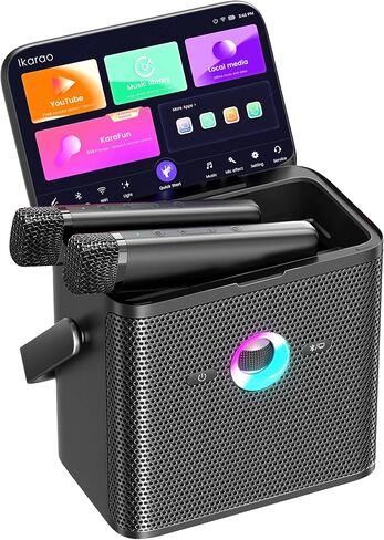 Karaoke Machine for Adults Kids, with Lyrics Display Screen, WiFi Connect to YouTube & Karaoke App, 2 EQ Autotune Wireless Microphones Portable Karaokes PA System for Home Family Party Camping in Saudi Arabia