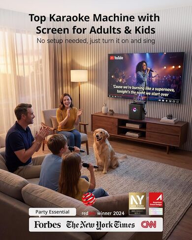 Karaoke Machine for Adults Kids, with Lyrics Display Screen, WiFi Connect to YouTube & Karaoke App, 2 EQ Autotune Wireless Microphones Portable Karaokes PA System for Home Family Party Camping in Saudi Arabia