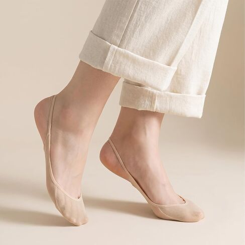 Ymapinc 5 Pairs No Show Socks for Heels, Half Socks for Women, Invisible Non-Slip Toe Topper Sock with Grips, Low Cut Forefoot Cushion Sock for Heels Flats Slingback Shoes in Kuwait