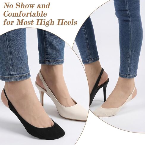 Ymapinc 5 Pairs No Show Socks for Heels, Half Socks for Women, Invisible Non-Slip Toe Topper Sock with Grips, Low Cut Forefoot Cushion Sock for Heels Flats Slingback Shoes in Kuwait