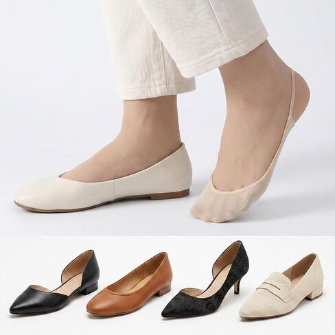 Ymapinc 5 Pairs No Show Socks for Heels, Half Socks for Women, Invisible Non-Slip Toe Topper Sock with Grips, Low Cut Forefoot Cushion Sock for Heels Flats Slingback Shoes in Kuwait