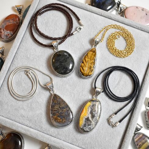 Handmade 10 Pcs Natural Crystal & Gemstone Pendant Set for Necklaces, Vintage Boho Pendants Pack for Women in Saudi Arabia