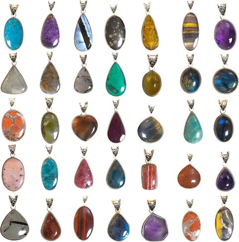 Handmade 10 Pcs Natural Crystal & Gemstone Pendant Set for Necklaces, Vintage Boho Pendants Pack for Women in Saudi Arabia