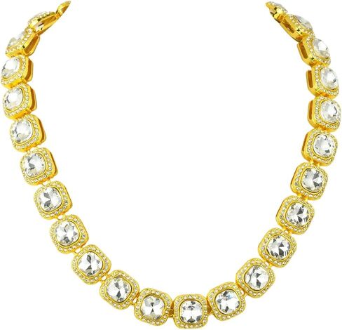 Silver Rhinestone Tennis Necklace Cubic Zirconia Tennis Chain | Cubic Zirconia Diamond, Glass Clear Square, Alloy Layered, Iced Out Necklace, Party Prom Gifts Costumes DIY Decor in Kuwait