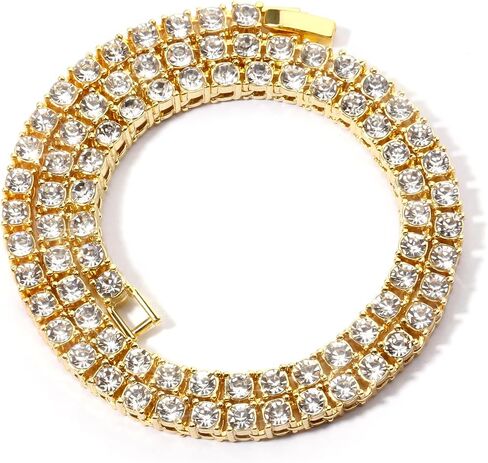Diamond Tennis Necklaces for Women 4mm Gold Diamond Cubic Zirconia Tennis Chain for Women 22" in Saudi Arabia