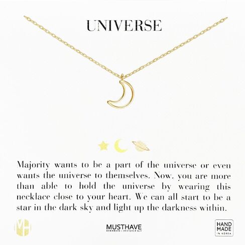 Crescent Moon Necklace – MUSTHAVE 18K Gold Plated Outline Crescent, Minimalist Pendant, Dainty Gold Moon Jewelry for Women, Simple Celestial Necklace, Nature Inspired Jewelry, 16+2 inch Extender, Message Card, Birthday, BFF, Unisex (Yellow Gold) in Saudi Arabia