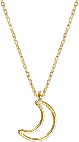 Crescent Moon Necklace – MUSTHAVE 18K Gold Plated Outline Crescent, Minimalist Pendant, Dainty Gold Moon Jewelry for Women, Simple Celestial Necklace, Nature Inspired Jewelry, 16+2 inch Extender, Message Card, Birthday, BFF, Unisex (Yellow Gold) in Saudi Arabia