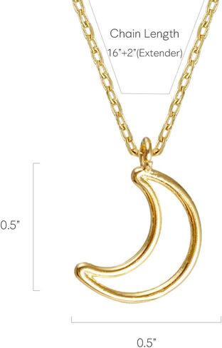 Crescent Moon Necklace – MUSTHAVE 18K Gold Plated Outline Crescent, Minimalist Pendant, Dainty Gold Moon Jewelry for Women, Simple Celestial Necklace, Nature Inspired Jewelry, 16+2 inch Extender, Message Card, Birthday, BFF, Unisex (Yellow Gold) in Saudi Arabia