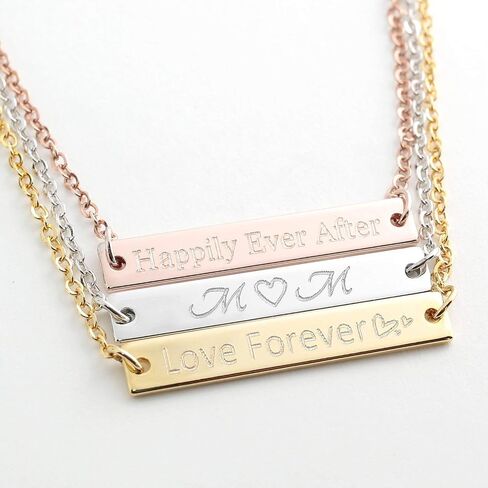 Petite Boutique Personalized Name Bar necklace 16K Plated Gold Rose Gold Silver Dainty Personalized Bar Christmas Bridesmaids Gift in Kuwait