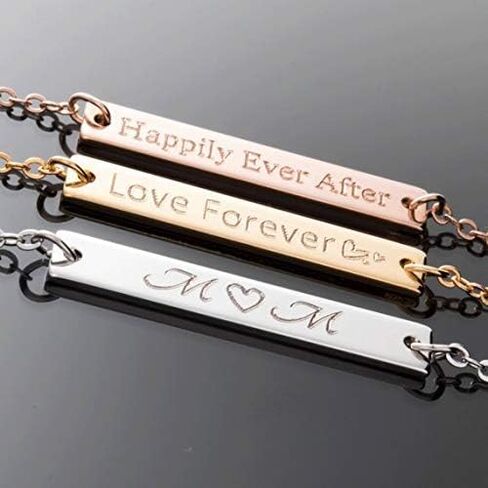 Petite Boutique Personalized Name Bar necklace 16K Plated Gold Rose Gold Silver Dainty Personalized Bar Christmas Bridesmaids Gift in Kuwait
