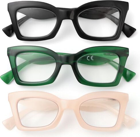 MMOWW 3 Pack Cateye Reading Glasses for Women Stylish Blue Light Blocking Computer Readers with Spring Hinges in Saudi Arabia