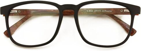 Large Men Wood Grain Printed Temple Progressive Bifocal Reading Glasses - No Line Clear on Top Bifocals Reader 148MM in Kuwait