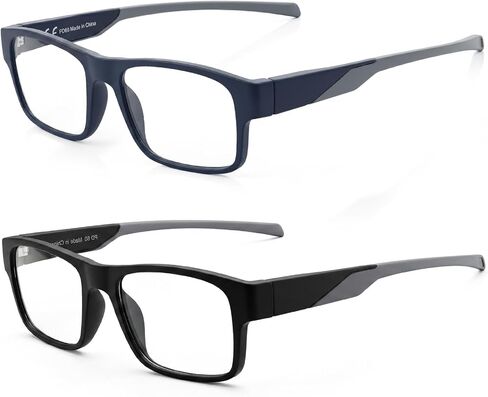 Missfive 2 Pack Premium Sturdy TR90 Reading Glasses Men, Anti-Blue Light, 5-barrel Metal Spring Hinge Computer Readers in Saudi Arabia