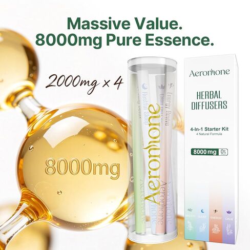 Complete Wellness Daily 4Pcs Biotanical Essence Sticks | Energy, Refresh, Calm & Nighttime Ritual – 8000mg Total Potency (Net Wt. 8 ml / 0.28 Fl oz) in Kuwait
