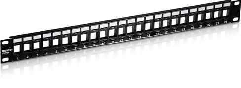TRENDnet 24-Port Blank Keystone 1U Patch Panels, TC-KP24/2, 1U 19" Metal Rackmount Housing, Recommended with TC-K25C6 & TC-K50C6 Cat6 Keystone Jacks (Sold Separately), NDAA Compliant, Black in Kuwait